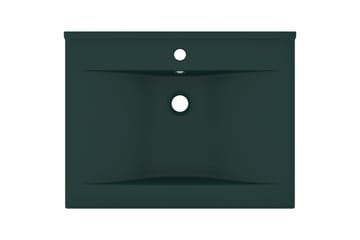 Luksuriøs servant med kranhull matt mørkegrønn 60x46cm - grønn - Hus & oppussing - Kjøkken & bad - Baderom - Servant og håndvask - Enkel vask
