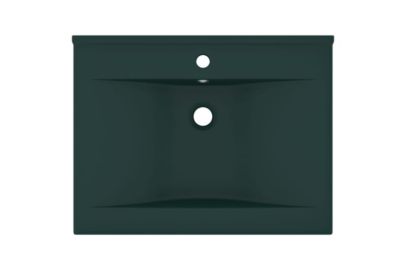 Luksuriøs servant med kranhull matt mørkegrønn 60x46cm - grønn - Enkel vask