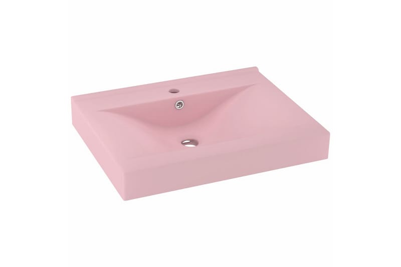 Luksuriøs servant med kranhull matt rosa 60x46 cm keramisk - Rosa - Enkel vask