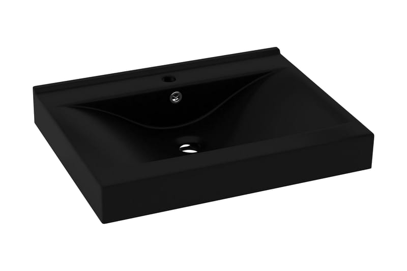Luksuriøs servant med kranhull matt svart 60x46 cm keramisk - Svart - Hus & oppussing - Kjøkken & bad - Baderom - Servant og håndvask - Enkel vask