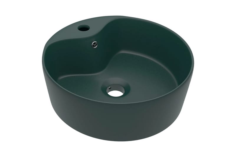 Luksuriøs servant med overløp matt mørkegrønn 36x13 cm - grønn - Hus & oppussing - Kjøkken & bad - Baderom - Servant og håndvask - Enkel vask