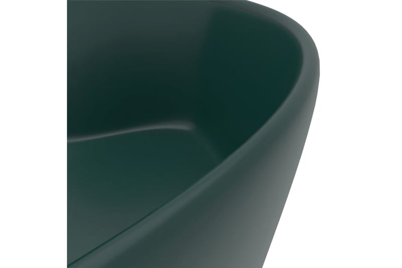 Luksuriøs servant med overløp matt mørkegrønn 36x13 cm - grønn - Hus & oppussing - Kjøkken & bad - Baderom - Servant og håndvask - Enkel vask