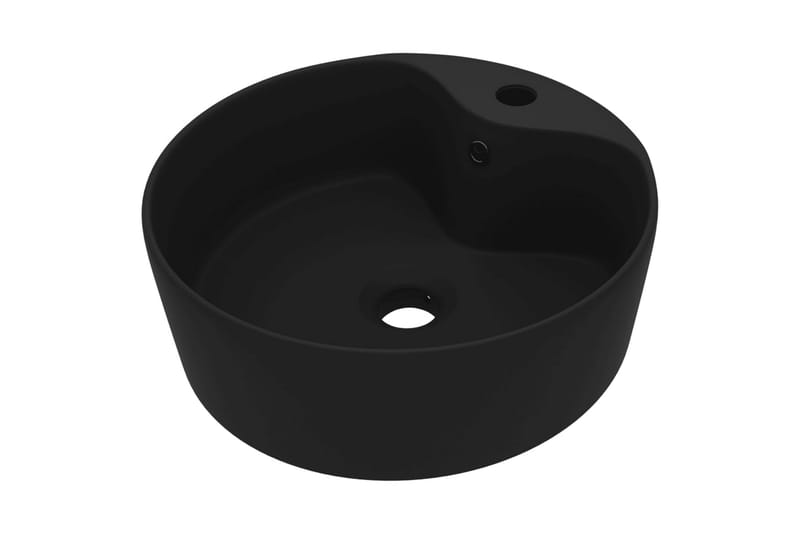 Luksuriøs servant med overløp matt svart 36x13 cm keramisk - Svart - Hus & oppussing - Kjøkken & bad - Baderom - Servant og håndvask - Enkel vask
