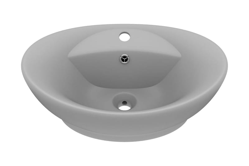 Luksuriøs servant med overløp oval lysegrå 58,5x39 cm - Grå - Hus & oppussing - Kjøkken & bad - Baderom - Servant og håndvask - Enkel vask