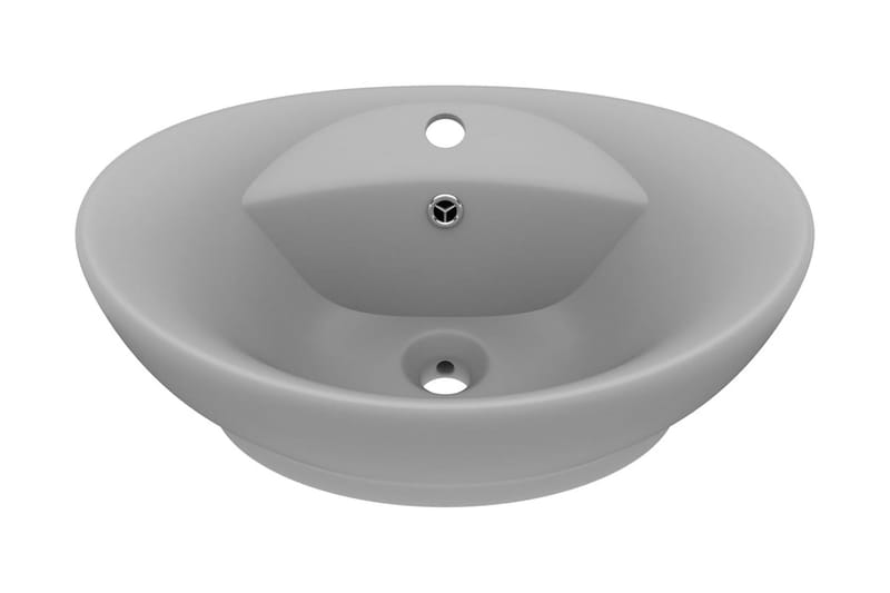Luksuriøs servant med overløp oval lysegrå 58,5x39 cm - Grå - Enkel vask