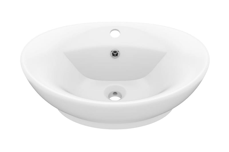 Luksuriøs servant med overløp oval matt hvit 58,5x39cm - Hvit - Hus & oppussing - Kjøkken & bad - Baderom - Servant og håndvask - Enkel vask