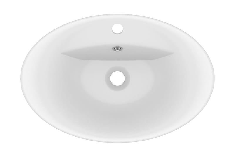 Luksuriøs servant med overløp oval matt hvit 58,5x39cm - Hvit - Hus & oppussing - Kjøkken & bad - Baderom - Servant og håndvask - Enkel vask