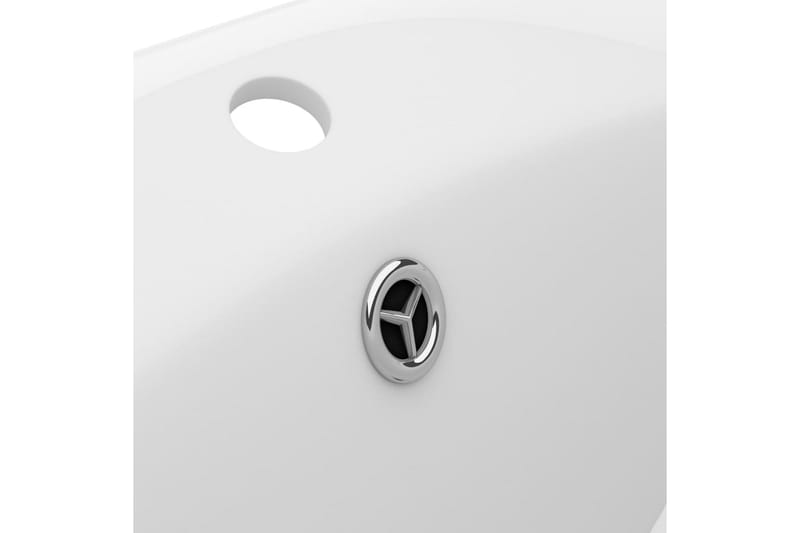 Luksuriøs servant med overløp oval matt hvit 58,5x39cm - Hvit - Enkel vask