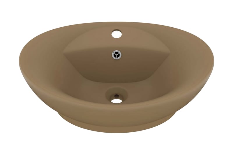 Luksuriøs servant med overløp oval matt krem 58,5x39cm - Krem - Hus & oppussing - Kjøkken & bad - Baderom - Servant og håndvask - Enkel vask