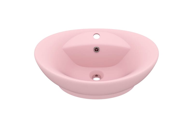 Luksuriøs servant med overløp oval matt rosa 58,5x39cm - Rosa - Hus & oppussing - Kjøkken & bad - Baderom - Servant og håndvask - Enkel vask