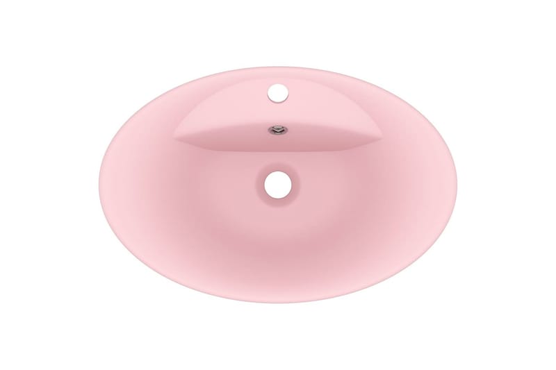 Luksuriøs servant med overløp oval matt rosa 58,5x39cm - Rosa - Hus & oppussing - Kjøkken & bad - Baderom - Servant og håndvask - Enkel vask