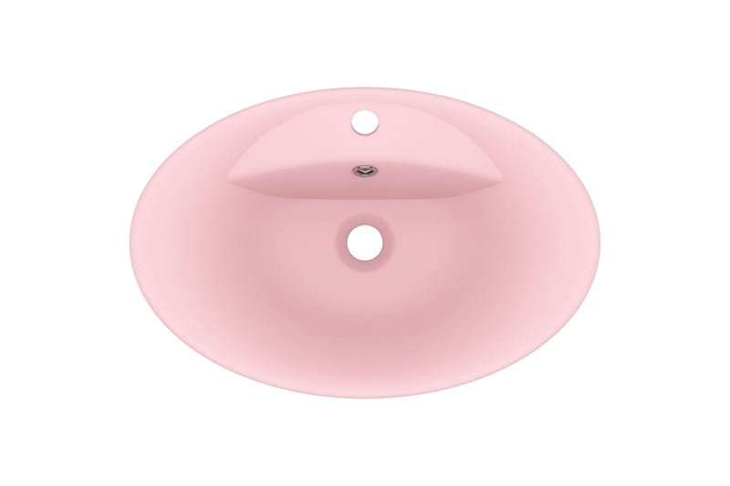 Luksuriøs servant med overløp oval matt rosa 58,5x39cm - Rosa - Enkel vask