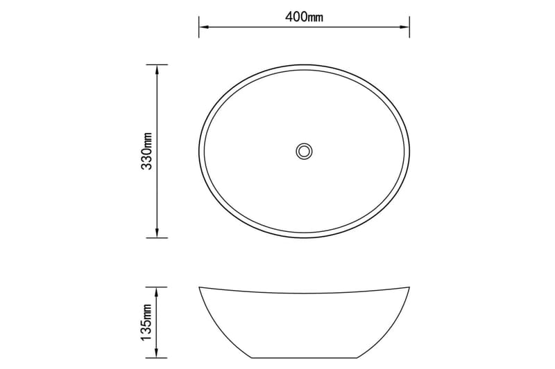 Luksuriøs servant ovalformet matt lysegrå 40x33 cm keramisk - Enkel vask
