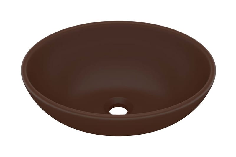 Luksuriøs servant ovalformet matt mørkebrun 40x33cm keramisk - Enkel vask