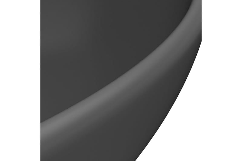 Luksuriøs servant ovalformet matt mørkegrå 40x33 cm keramisk - Enkel vask