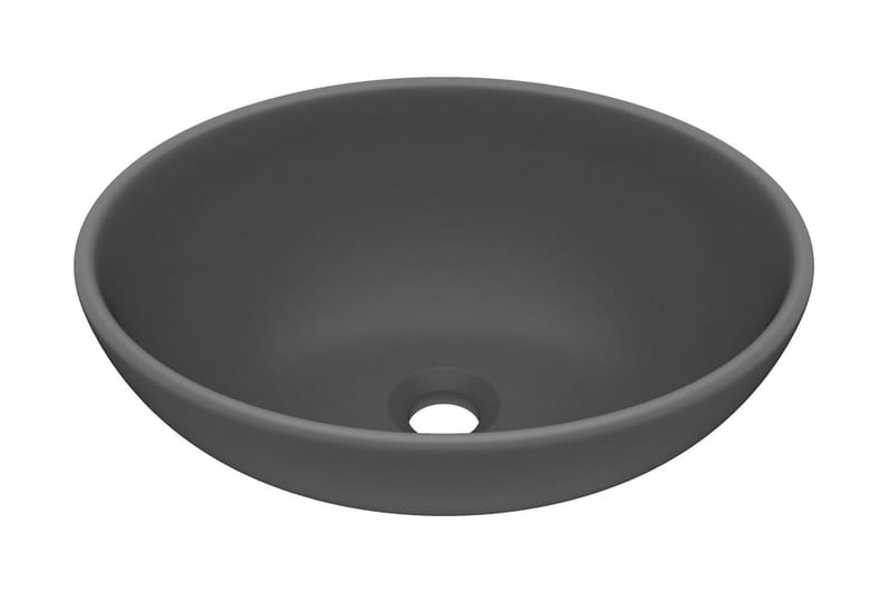 Luksuriøs servant ovalformet matt mørkegrå 40x33 cm keramisk - Hus & oppussing - Kjøkken & bad - Baderom - Servant og håndvask - Enkel vask