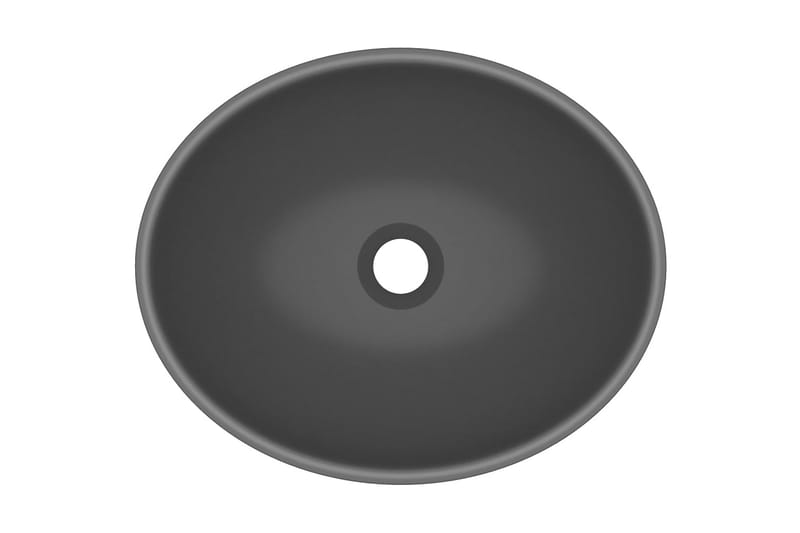 Luksuriøs servant ovalformet matt mørkegrå 40x33 cm keramisk - Enkel vask