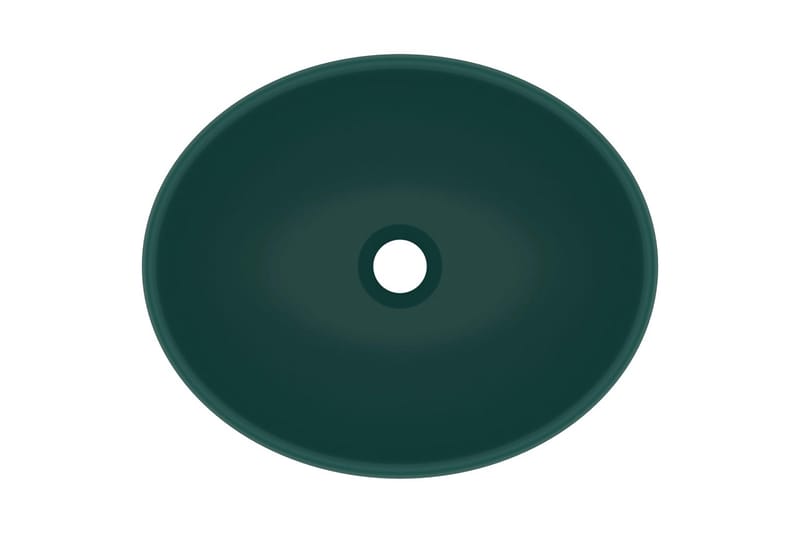 Luksuriøs servant ovalformet matt mørkegrønn 40x33 cm - Enkel vask