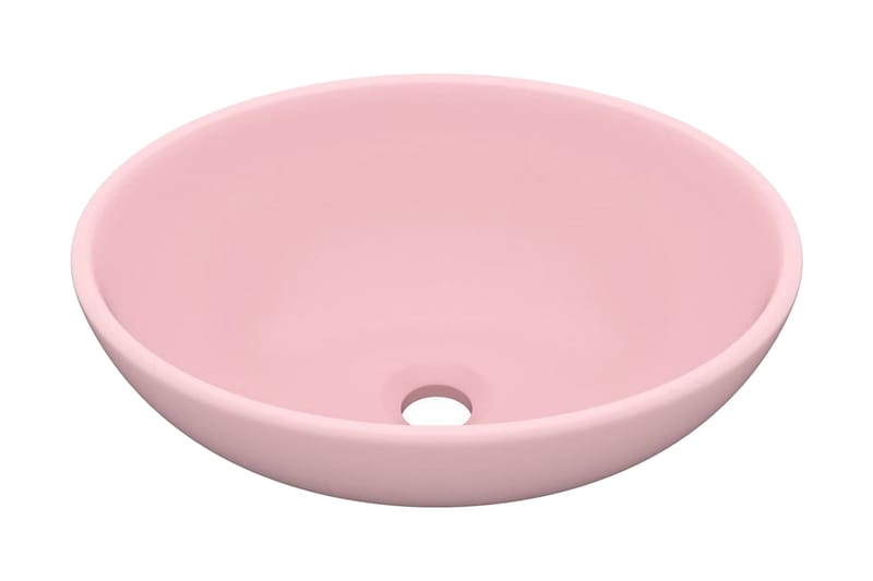 Luksuriøs servant ovalformet matt rosa 40x33 cm keramisk - Enkel vask