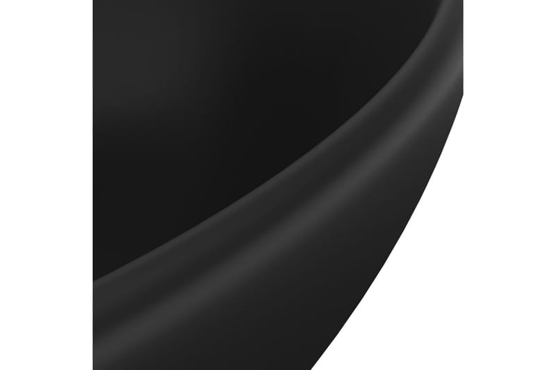 Luksuriøs servant ovalformet matt svart 40x33 cm keramisk - Enkel vask
