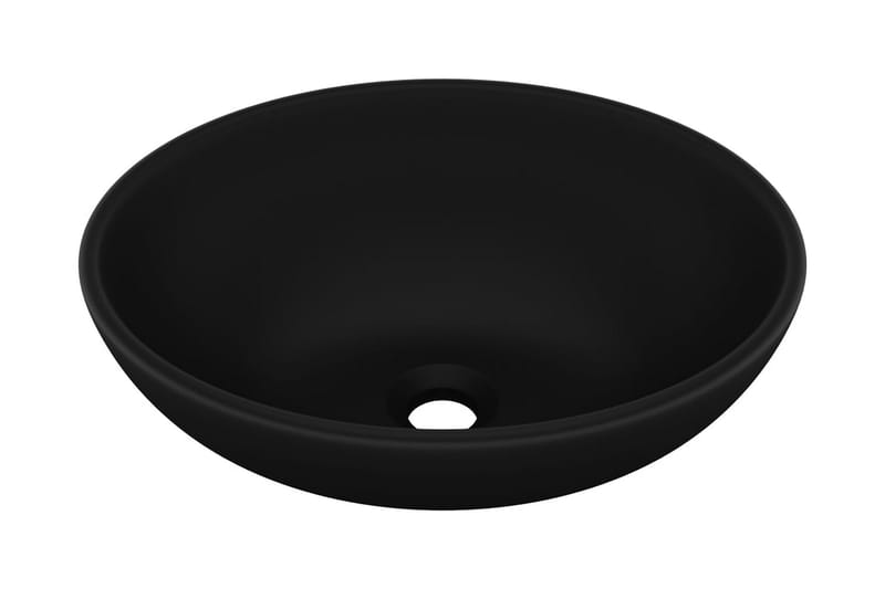 Luksuriøs servant ovalformet matt svart 40x33 cm keramisk - Enkel vask