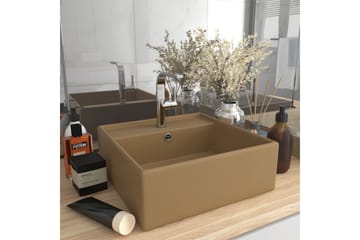 Luksuriøs servant overløp firkantet kremhvit 41x41 cm - Krem - Hus & oppussing - Kjøkken & bad - Baderom - Servant og håndvask - Enkel vask