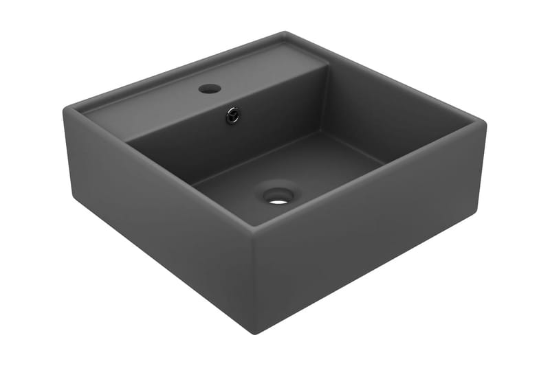 Luksuriøs servant overløp firkantet mørkegrå 41x41 cm - Grå - Hus & oppussing - Kjøkken & bad - Baderom - Servant og håndvask - Enkel vask