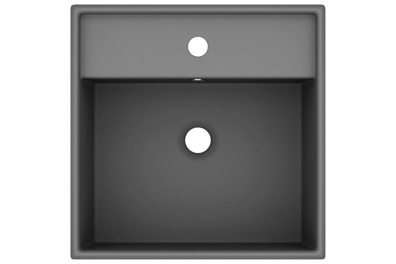 Luksuriøs servant overløp firkantet mørkegrå 41x41 cm - Grå - Enkel vask