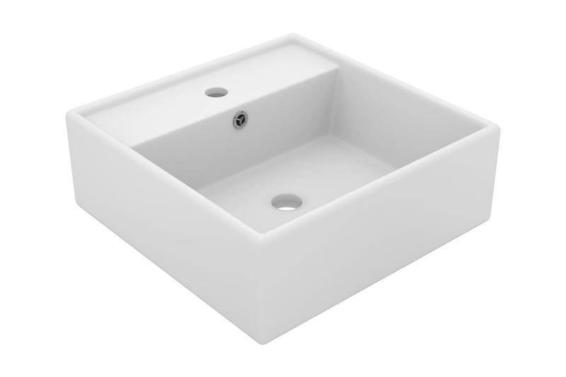 Luksuriøs servant overløp firkantet matt hvit 41x41 cm - Hvit - Enkel vask