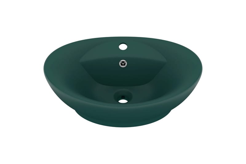 Luksuriøs servant overløp oval mørkegrønn 58,5x39cm keramisk - grønn - Enkel vask