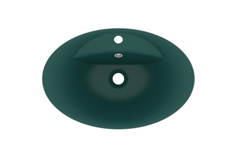 Luksuriøs servant overløp oval mørkegrønn 58,5x39cm keramisk - grønn - Enkel vask