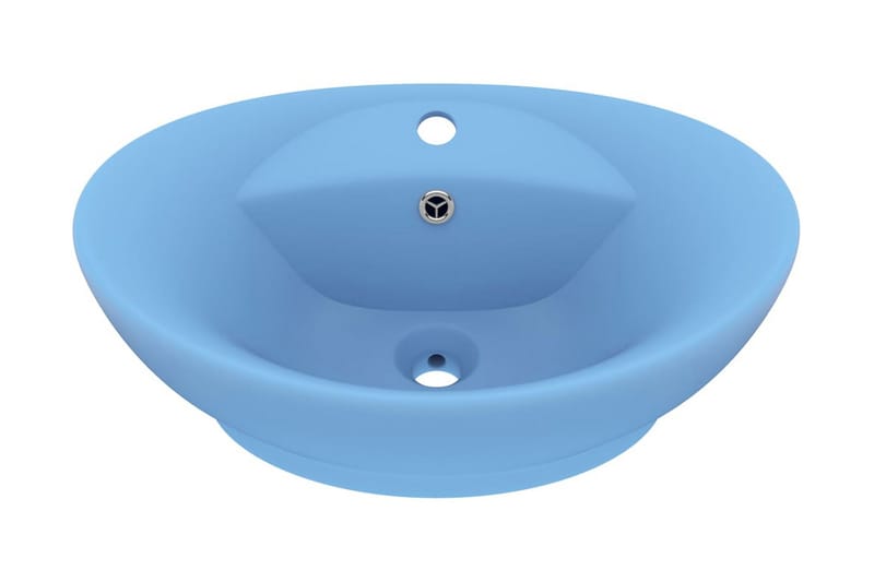 Luksuriøs servant overløp oval matt lyseblå 58,5x39 cm - Blå - Hus & oppussing - Kjøkken & bad - Baderom - Servant og håndvask - Enkel vask