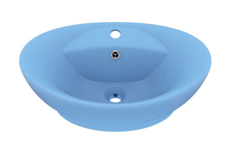 Luksuriøs servant overløp oval matt lyseblå 58,5x39 cm - Blå - Enkel vask