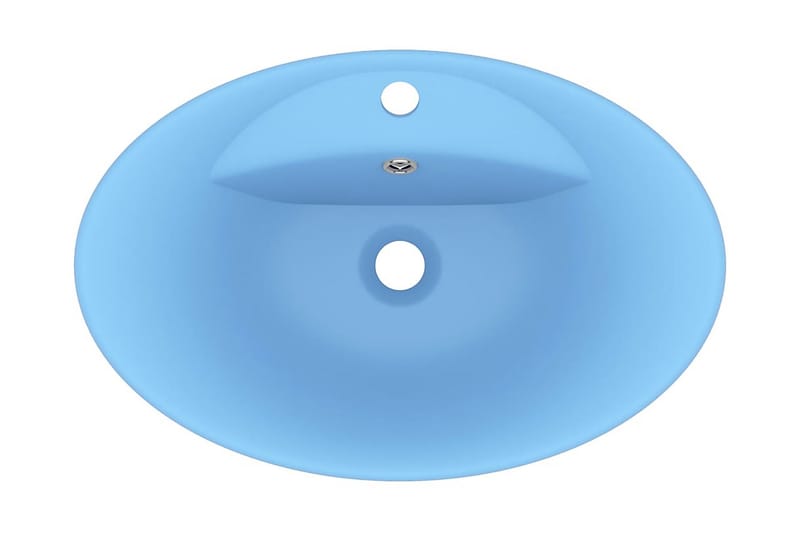 Luksuriøs servant overløp oval matt lyseblå 58,5x39 cm - Blå - Hus & oppussing - Kjøkken & bad - Baderom - Servant og håndvask - Enkel vask