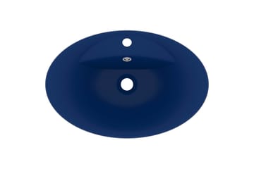 Luksuriøs servant overløp oval matt mørkeblå 58,5x39cm - Blå - Hus & oppussing - Kjøkken & bad - Baderom - Servant og håndvask - Enkel vask