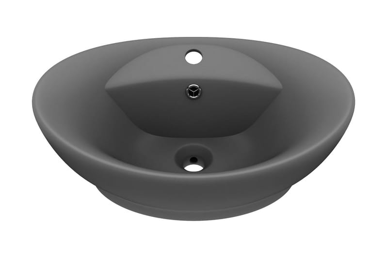 Luksuriøs servant overløp oval matt mørkegrå 58,5x39cm - Grå - Hus & oppussing - Kjøkken & bad - Baderom - Servant og håndvask - Enkel vask