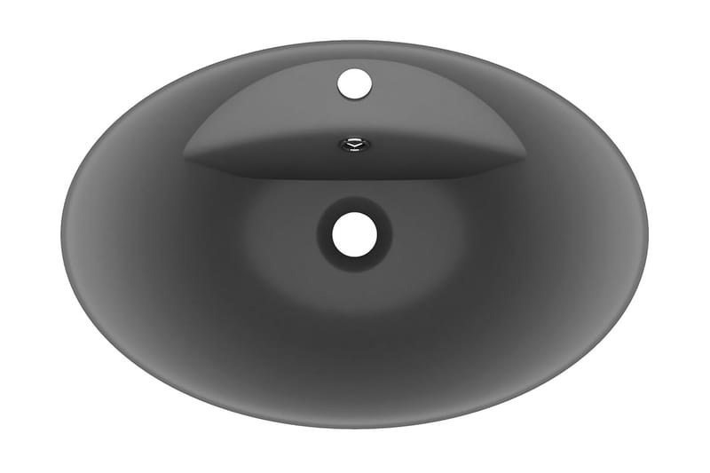 Luksuriøs servant overløp oval matt mørkegrå 58,5x39cm - Grå - Hus & oppussing - Kjøkken & bad - Baderom - Servant og håndvask - Enkel vask