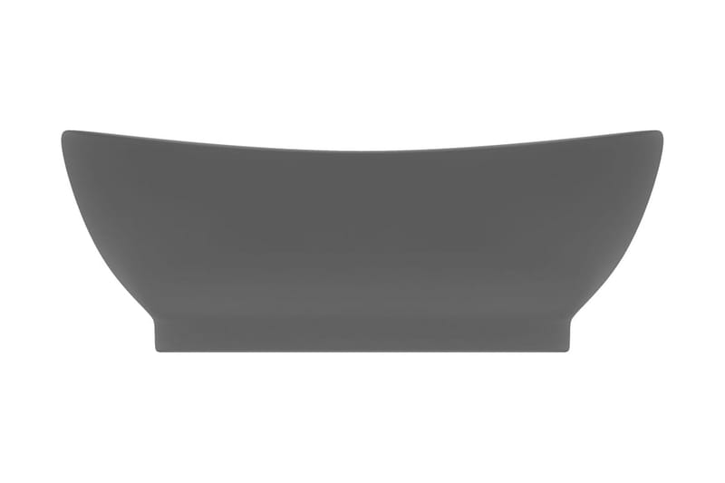 Luksuriøs servant overløp oval matt mørkegrå 58,5x39cm - Grå - Hus & oppussing - Kjøkken & bad - Baderom - Servant og håndvask - Enkel vask