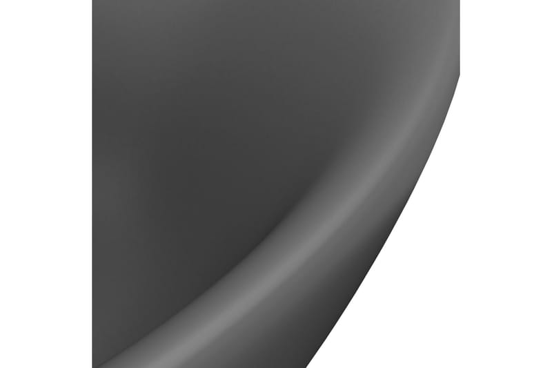 Luksuriøs servant overløp oval matt mørkegrå 58,5x39cm - Grå - Enkel vask