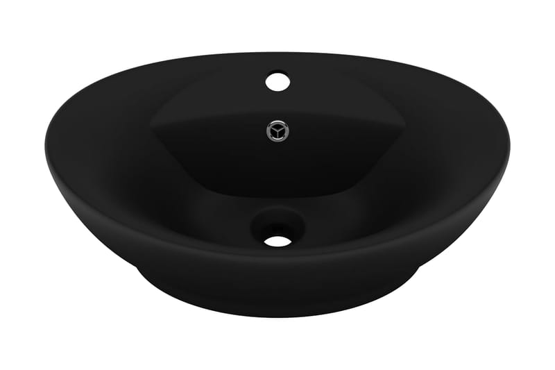Luksuriøs servant overløp oval matt svart 58,5x39cm keramisk - Svart - Hus & oppussing - Kjøkken & bad - Baderom - Servant og håndvask - Enkel vask