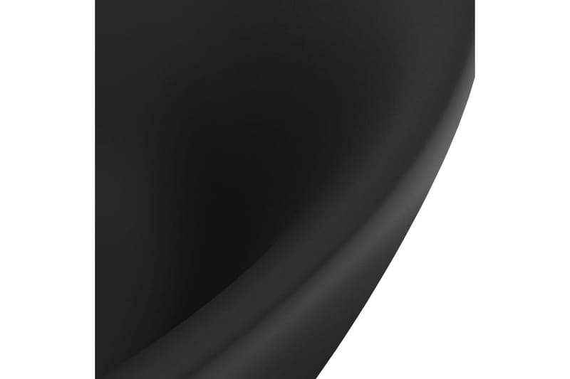 Luksuriøs servant overløp oval matt svart 58,5x39cm keramisk - Svart - Hus & oppussing - Kjøkken & bad - Baderom - Servant og håndvask - Enkel vask