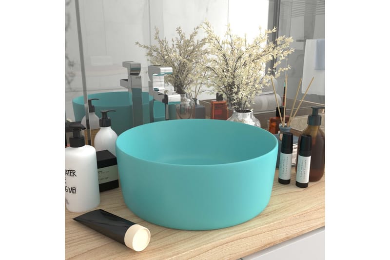 Luksuriøs servant rund matt lysegrønn 40x15 cm keramisk - Hus & oppussing - Kjøkken & bad - Baderom - Servant og håndvask - Enkel vask