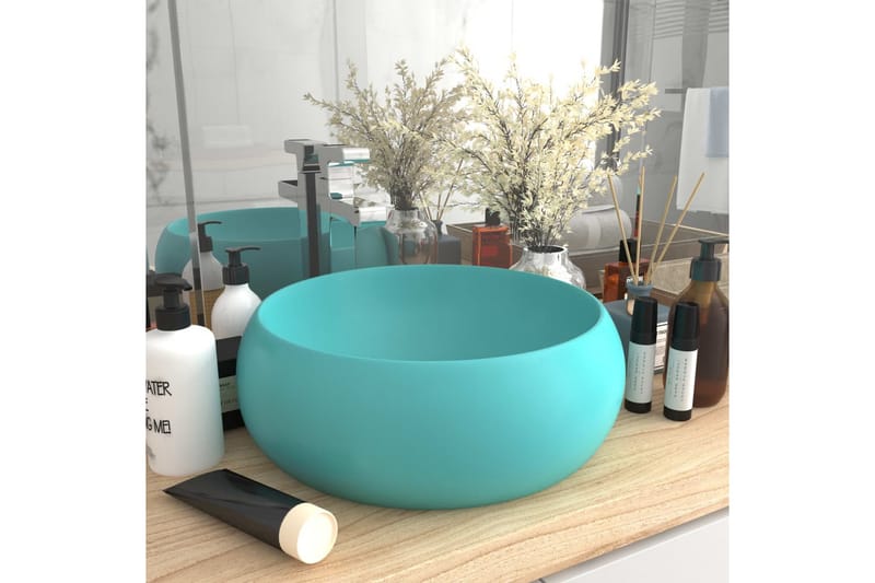 Luksuriøs servant rund matt lysegrønn 40x15 cm keramisk - Hus & oppussing - Kjøkken & bad - Baderom - Servant og håndvask - Enkel vask