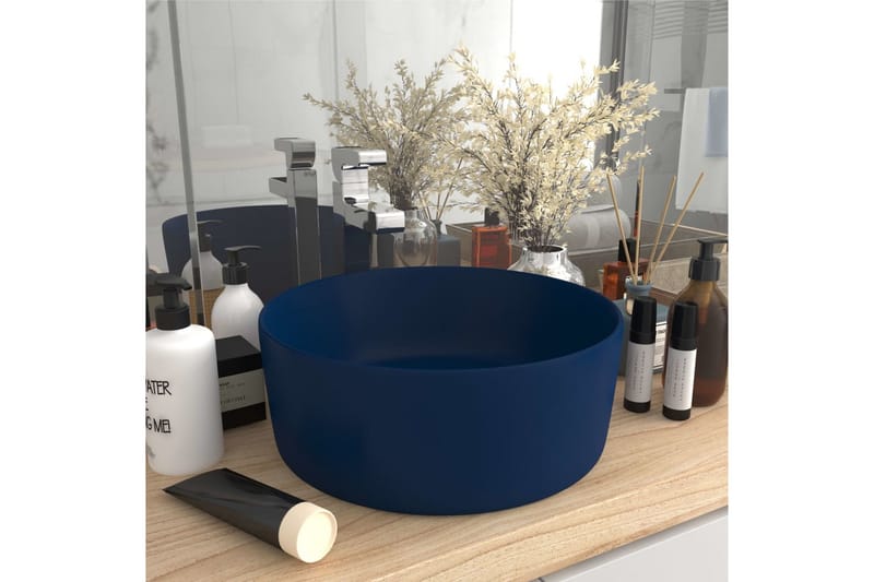 Luksuriøs servant rund matt mørkeblå 40x15 cm keramisk - Hus & oppussing - Kjøkken & bad - Baderom - Servant og håndvask - Enkel vask