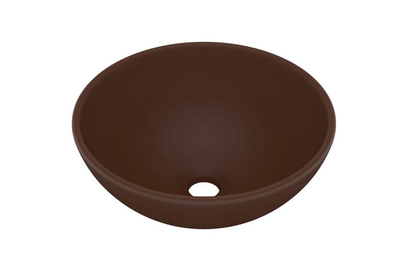 Luksuriøs servant rund matt mørkebrun 32,5x14 cm keramisk - Brun - Enkel vask