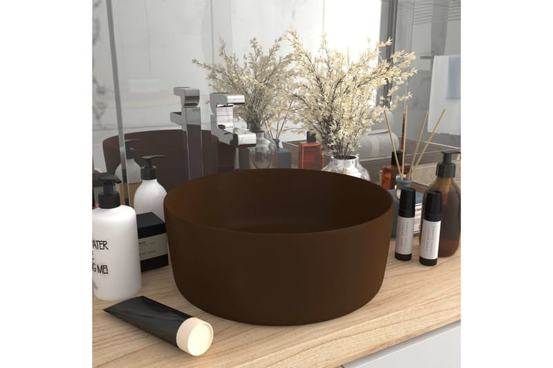 Luksuriøs servant rund matt mørkebrun 40x15 cm keramisk - Hus & oppussing - Kjøkken & bad - Baderom - Servant og håndvask - Enkel vask