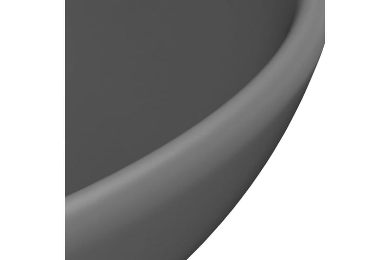 Luksuriøs servant rund matt mørkegrå 32,5x14 cm keramisk - Grå - Enkel vask