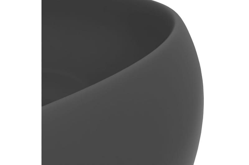 Luksuriøs servant rund matt mørkegrå 40x15 cm keramisk - Enkel vask