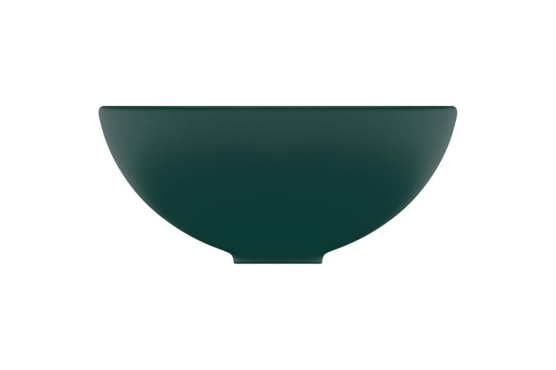 Luksuriøs servant rund matt mørkegrønn 32,5x14 cm keramisk - grønn - Enkel vask