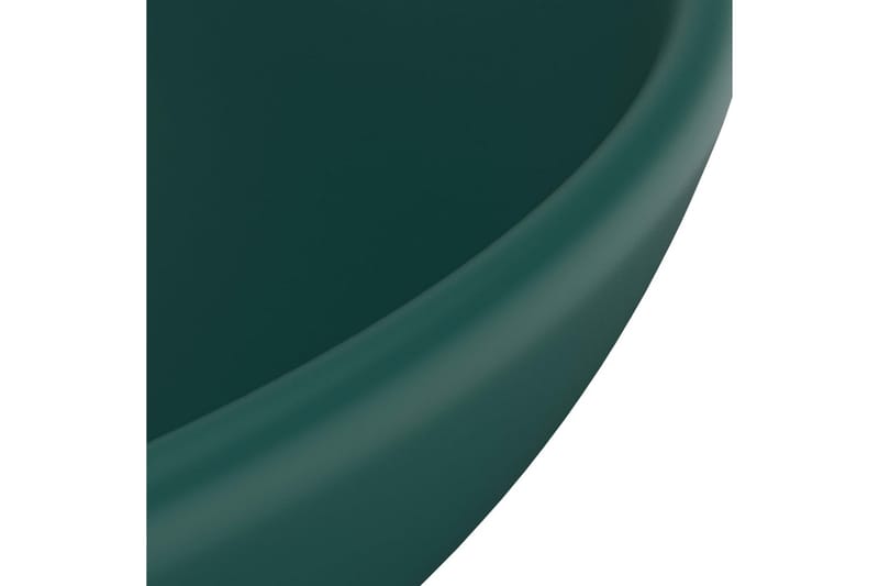 Luksuriøs servant rund matt mørkegrønn 32,5x14 cm keramisk - grønn - Enkel vask